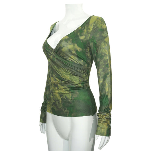 Blusa Larga Morada Degradado con Cuello en V y Cintura Ajustada - Image 19
