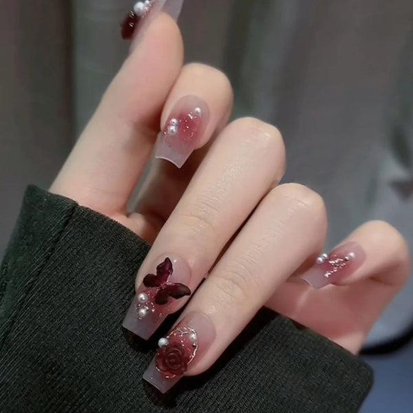 Calcomanías de Uñas Sense Avanzado Camelia Vino Tinto