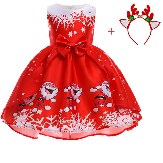Vestido Navideño Princesa Santa Claus con Copos de Nieve para Niña - Image 7