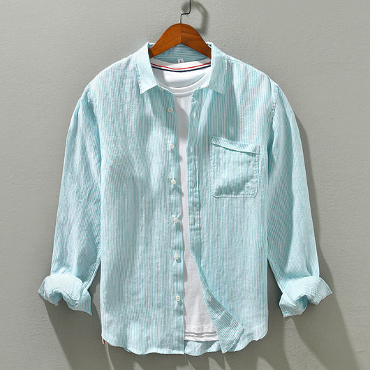 Camisa Rayada Delgada de Algodón - Comodidad Máxima - Image 6