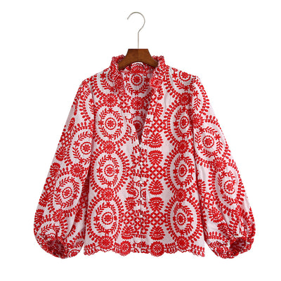Blusa Larga Bordada Estilo Europeo Americano para Mujer - Image 22