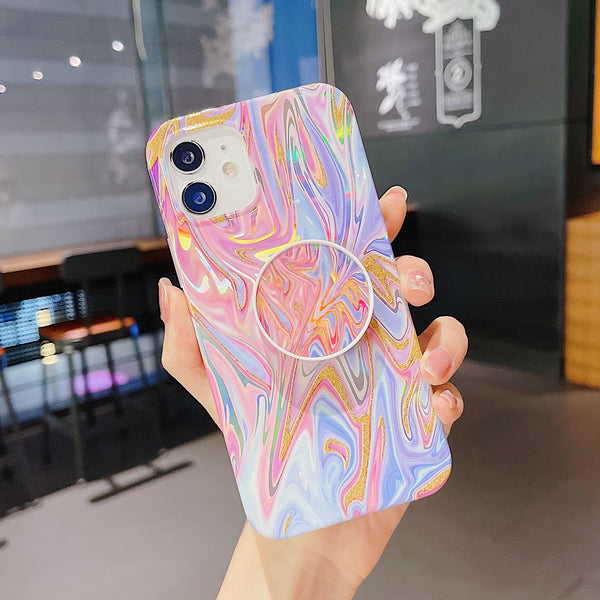 Funda para Teléfono con Polvo Láser Multicolor y Soporte Integrado