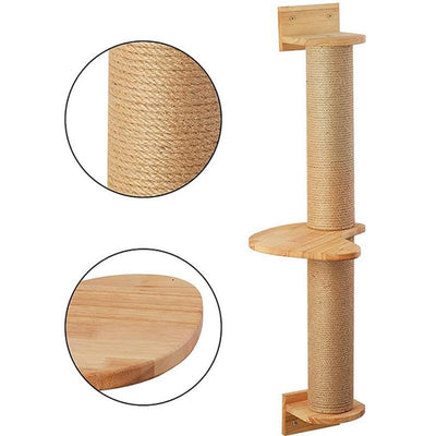 Plataforma de Salto para Gatos con Poste de Cáñamo y Soporte Mural - Image 10