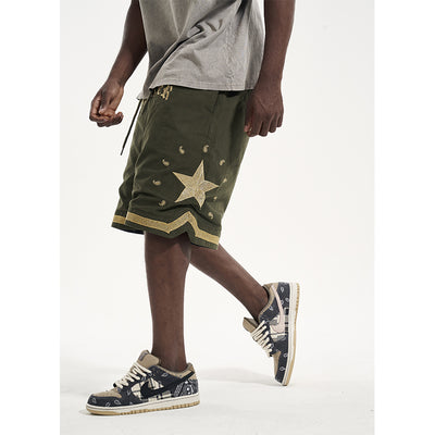 Shorts Militares de Lona Pesada con Bordado Dorado Floral - Image 12