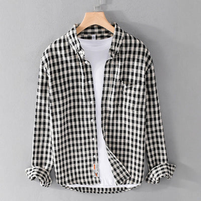 Camisa Cuadros Japonesa Manga Larga para Hombre - Estilo Casual y Versátil - Image 3