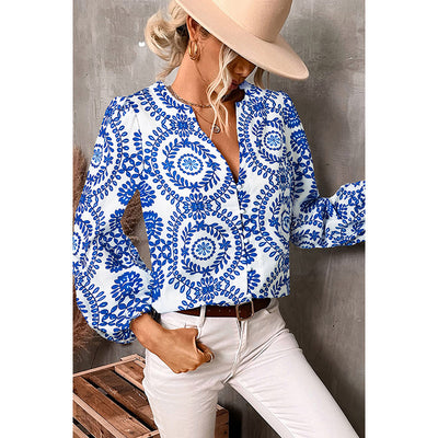 Camisa Estampada Ajustada de Manga Larga para Mujer - Diseño Europeo Versátil - Image 3