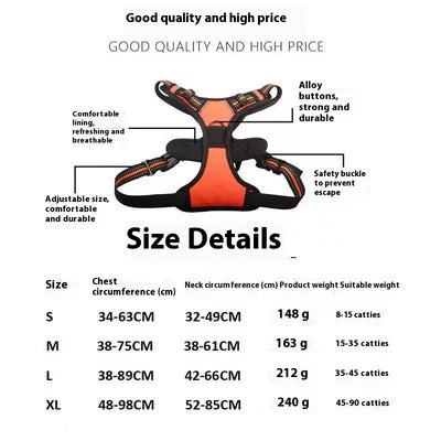 Red and black dog harness with reflective strips, adjustable straps, and a top handle for secure pet control. - Image 26