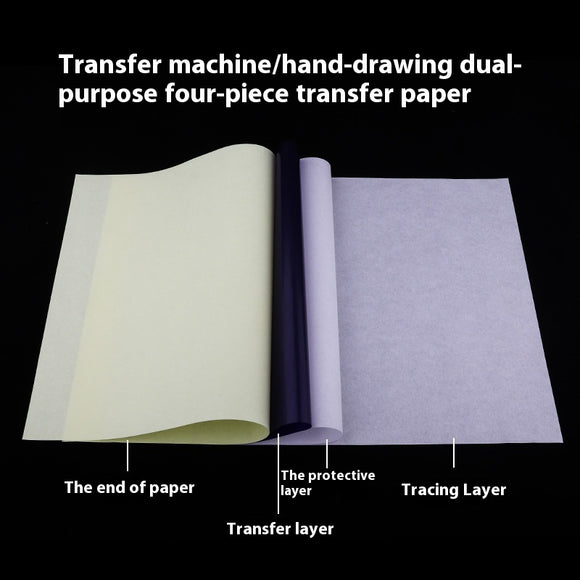 Papel de Transferencia Tatuaje A4 Cuádruple Copia - Dibujo a Mano con Gel Transferidor