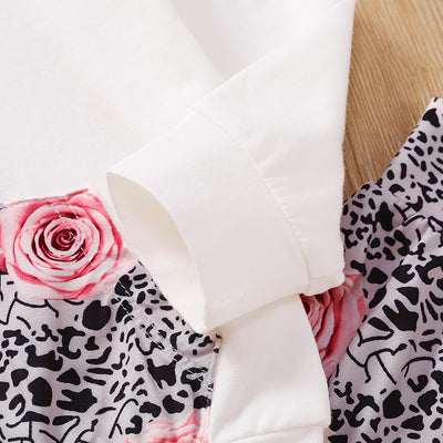 Conjunto de Sudadera con Capucha y Pantalón Blanco para Bebé con Diseño Floral - Image 5