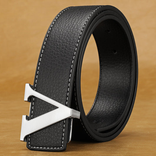 Cinturón de Cuero para Hombre con Hebilla de Letras - Image 17