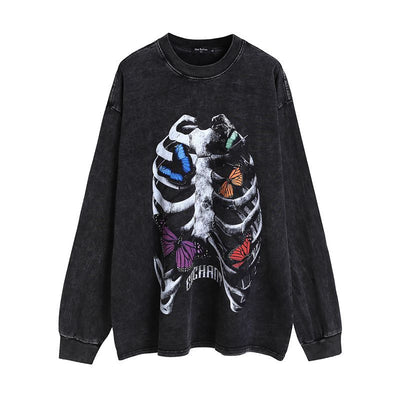 Camiseta Vintage Manga Larga Graffiti Retro Estilo Urbano para Hombre - Image 6