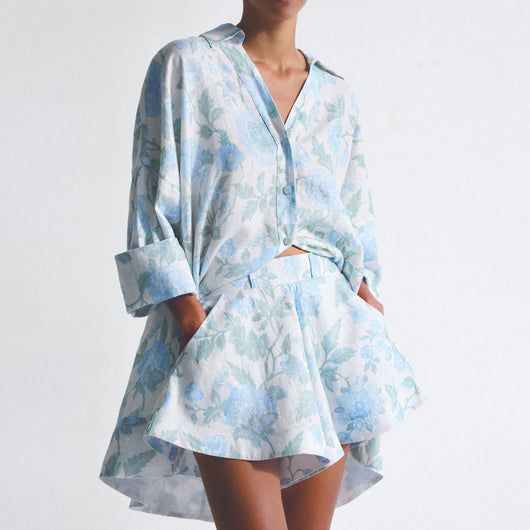 Conjunto de Dos Piezas: Camisa Suelta Larga y Short Talle Alto con Cinturón - Image 10
