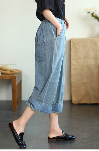 Pantalón Cropped Ancho de Tencel y Algodón para Tallas Grandes - Image 31