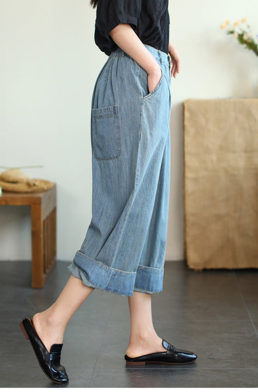 Pantalón Cropped Ancho de Tencel y Algodón para Tallas Grandes - Image 31