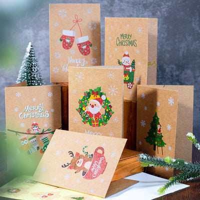 Tarjetas de Bendiciones Navideñas con Sobres y Pegatinas Kraft