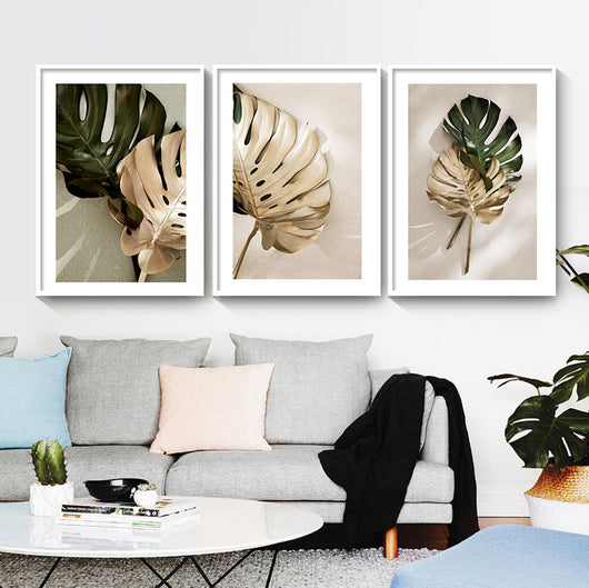 Póster Decorativo Hojas Verdes y Doradas para Sala de Estar - Image 6
