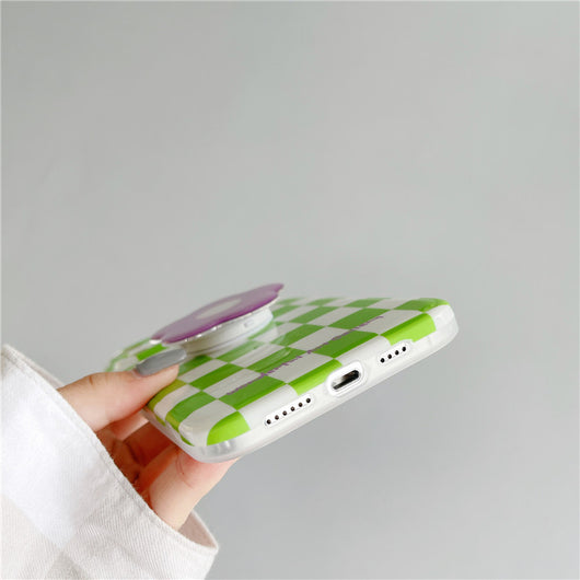 Funda para Teléfono Cuadros Verdes Verano con Flor Morada - Image 9