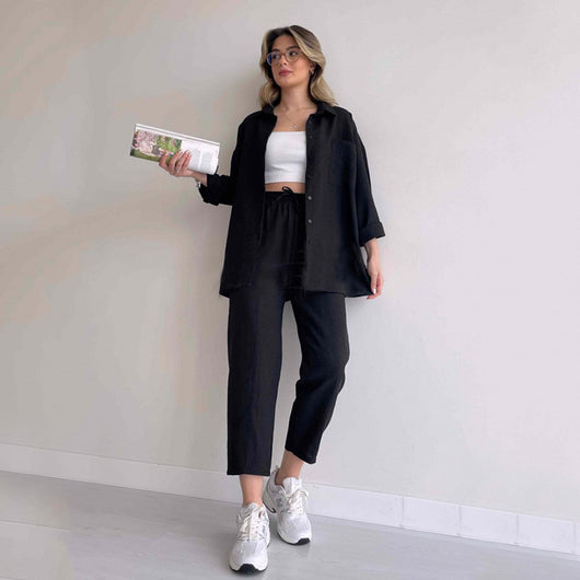 Conjunto Deportivo Mujer: Blusa Suelta Cropped + Pantalón Harem - Image 12