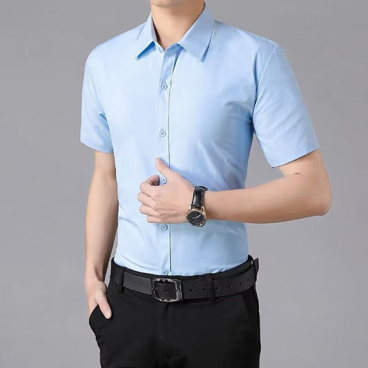 Camisa Ejecutiva Slim Fit Antirruga Manga Corta para Hombre - Image 3