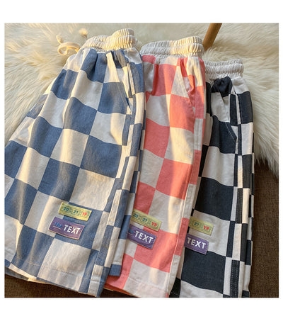 Pantalones Cortos Cuadros Contrastantes Estilo Deportivo Ancho Recto - Image 11