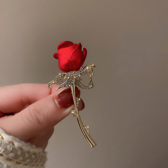 Broche Tulipán Rosa Diamante - Accesorio Elegante de Temperamento Refinado