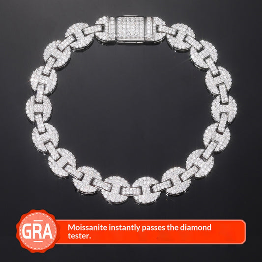Collar y Pulsera de Plata 925 con Moissanita 8mm - Joyería Personalizada para Hombre