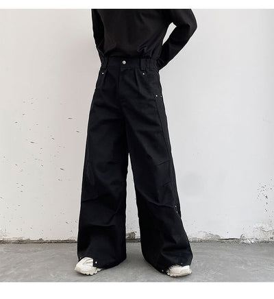 Pantalones Anchos Plisados Hombre - Corte Relajado Oscuro - Image 12
