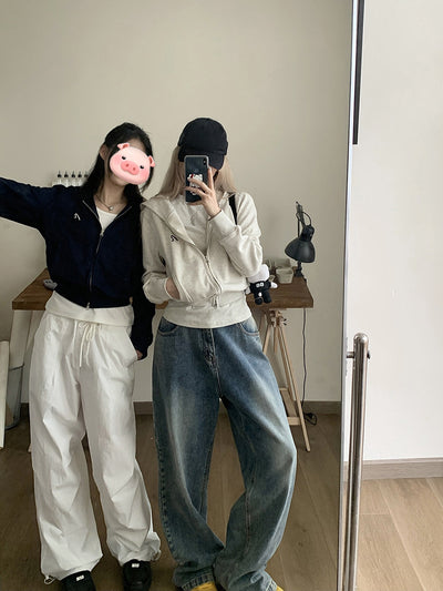 Sudadera Abrigo Gris con Capucha de Manga Larga para Mujer - Image 9