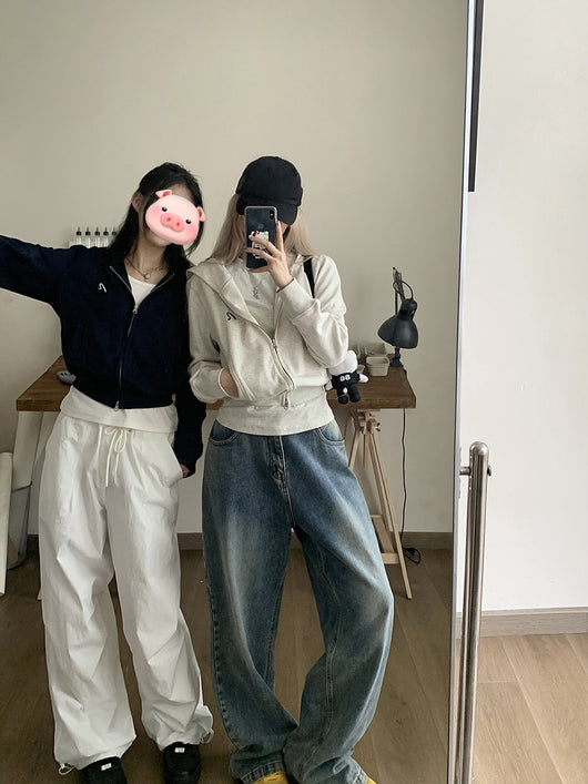 Sudadera Abrigo Gris con Capucha de Manga Larga para Mujer - Image 9