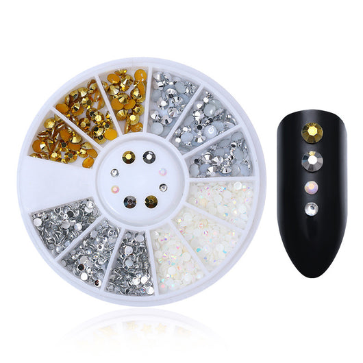 Disco de Uña con Cristales Electrochapados - Joyería de Remache Metálico Dorado y Plateado - Image 5