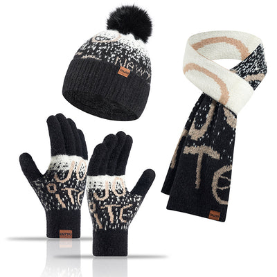 Conjunto de 3 Piezas: Gorro, Bufanda y Guantes de Felpa Jacquard Gruesa - Image 9
