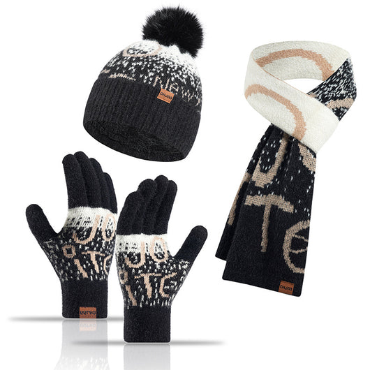 Conjunto de 3 Piezas: Gorro, Bufanda y Guantes de Felpa Jacquard Gruesa - Image 9