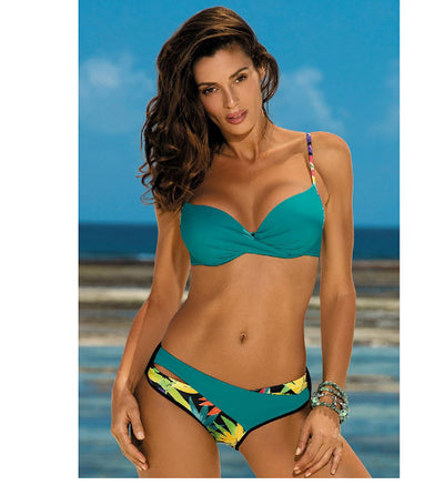 Bikini Estampado Triángulo con Aro y Fruncido - Image 9