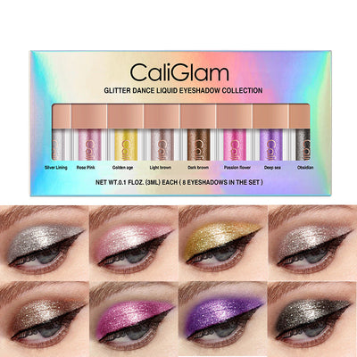 Set de 8 Sombras Líquidas Perladas Multicolor con Brillo para Ojos