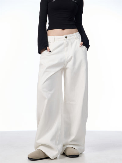 Pantalón Blanco Ancho de Pierna Recta Casual y Suelto - Image 23