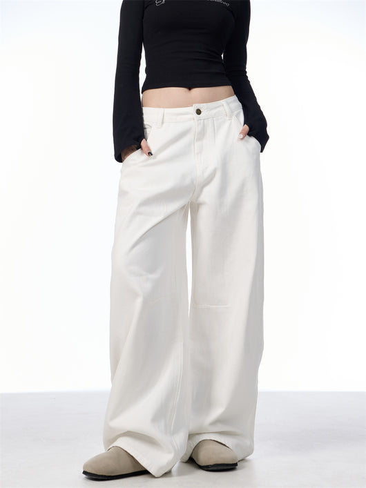 Pantalón Blanco Ancho de Pierna Recta Casual y Suelto - Image 23