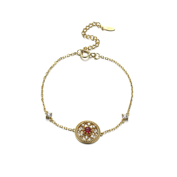 Pulsera de Rubí Natural con Discos Vintage - Image 5