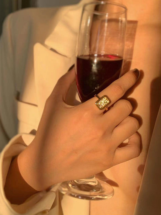 Anillo de Pareja Retro Cuadrado para Dedo Índice - Diseño Emocional Minimalista - Image 9