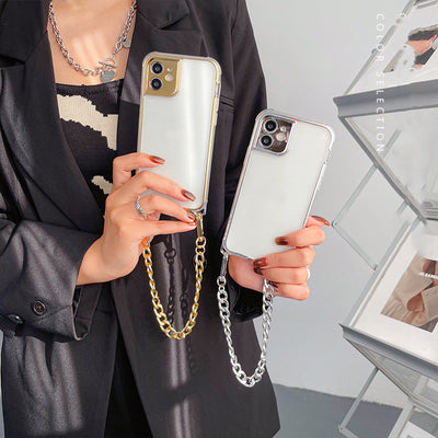 Funda Transparente para Celular con Cadena Plata - Diseño Minimalista Portátil