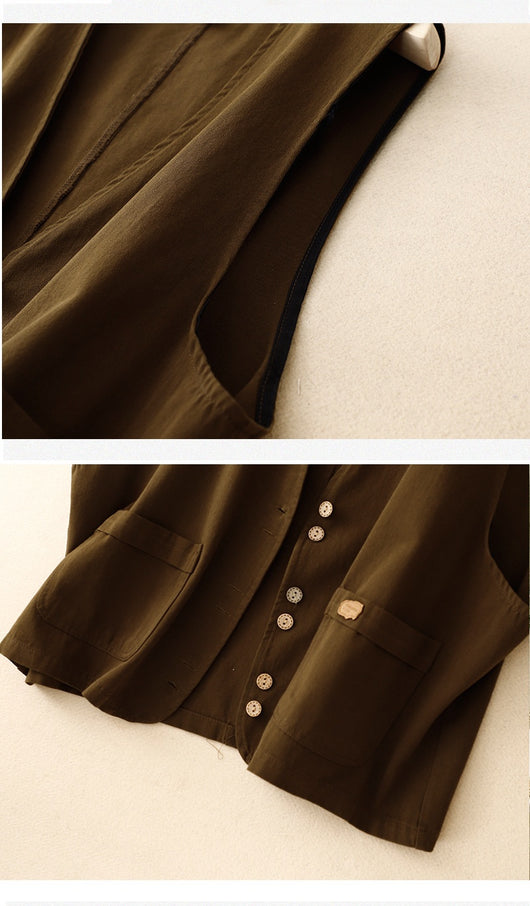 Chaleco Retro Coreano Mujer en Algodón y Lino - Image 14