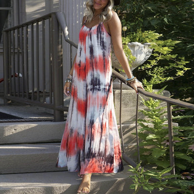 Vestido Slip con Estampado Tie Dye y Rayas para Talla Grande - Image 3