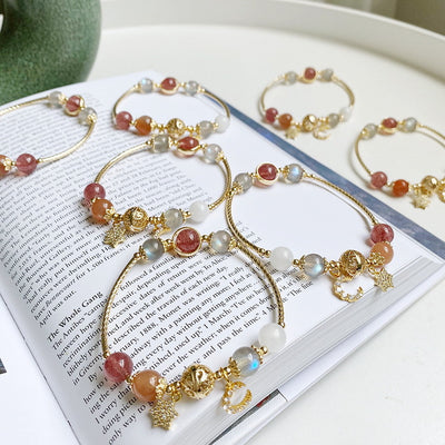 Pulsera de Piedra de Luna y Piedra de Sol con Baño de Oro 14K - Image 5