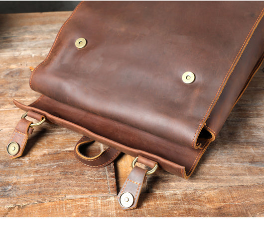 Mochila Escolar de Cuero Genuino Estilo Retro para Hombre - Image 9