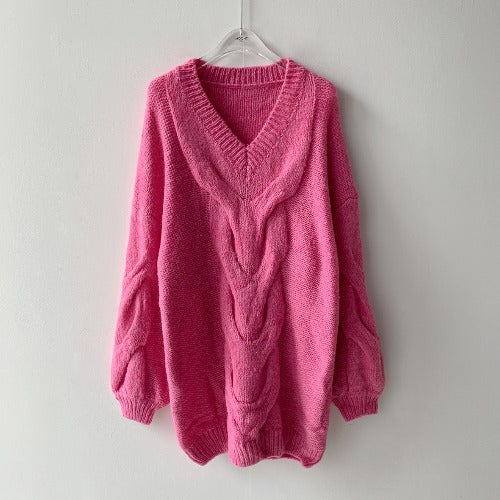 Suéter Tejido Holgado con Patrón de Cáñamo para Mujer - Image 10