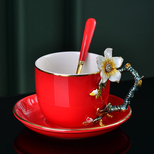 Juego de Taza y Platillo de Cerámica Esmaltada Creativa - Image 31