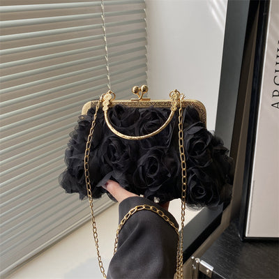 Bolso Elegante para Mujer con Patrón de Rosas y Detalle de Cadena - Image 5