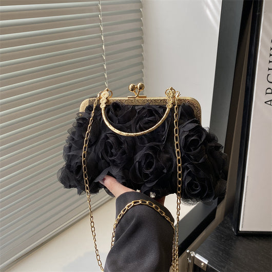 Bolso Elegante para Mujer con Patrón de Rosas y Detalle de Cadena - Image 5