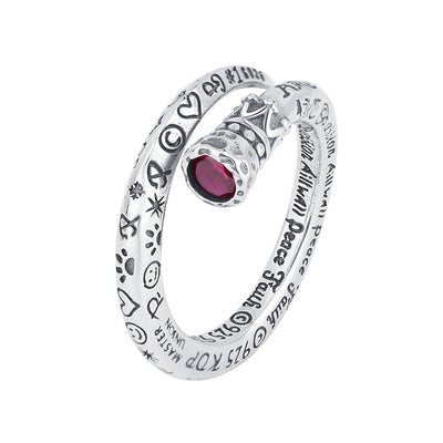Anillo de Plata 925 Estilo Industrial Retro con Diamante Rojo para Mujer - Image 4