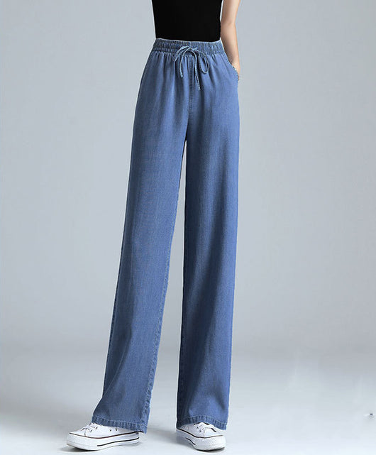 Pantalón Ancho Cintura Alta de Seda Helada con Drapeado - Largo 9/10 - Image 10