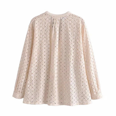Cardigan Hueco Bordado de Manga Larga para Mujer - Estilo Europeo y Americano - Image 8